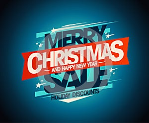 Merry Christmas and Happy New Year holiday discounts banner