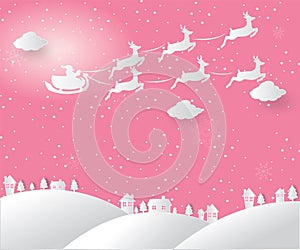 Merry Christmas and happy new year. Illustration of santa claus on the sky coming to city ,concept Merry Christmas and happy new y