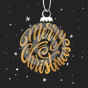 Merry Christmas and Happy New Year lettering template. Greeting card or invitation. Vector vintage illustration.