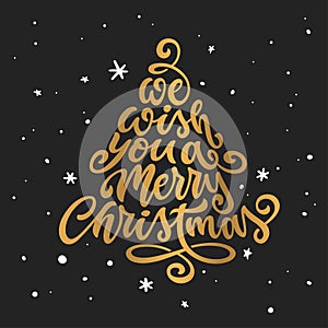 Merry Christmas and Happy New Year lettering template. Greeting card or invitation. Vector vintage illustration.