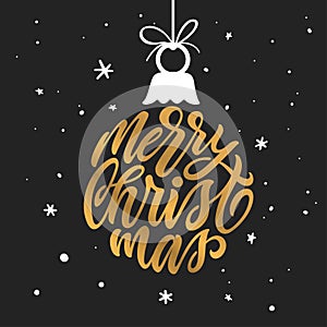 Merry Christmas and Happy New Year lettering template. Greeting card or invitation. Vector vintage illustration.