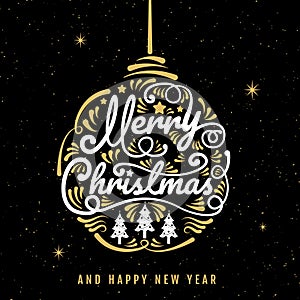 Merry Christmas, happy new year, logo & symbol design, vector il