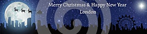 A Merry Christmas & Happy New Year London - night time scene extra wide banner