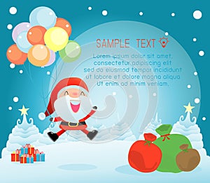 Merry Christmas, Happy new year, Merry Christmas design with wide copy space, Santa Claus