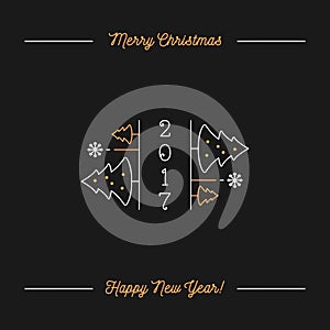 Merry Christmas and Happy New Year Minimalistic Holiday greeting card