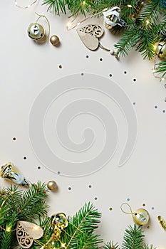 Merry Christmas and Happy New Year. Neutral background