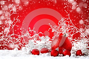 Merry Christmas and Happy New Year. A New Year`s background with New Year decorations, Background with copy space.