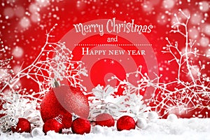 Merry Christmas and Happy New Year. A New Year`s background with New Year decorations, Background with copy space.