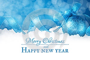 Merry Christmas and Happy New Year. A New Year`s background with New Year decorations.New Year`s card.