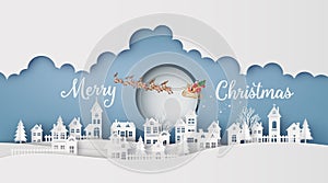 Merry Christmas and Happy New Year ,paper art and craft style