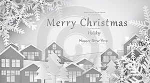 Merry Christmas and Happy New Year, Paper art design, Advertising with winter composition in paper cut style background, Vector il