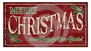 Merry Christmas and Happy New Year Wood Plaque photo