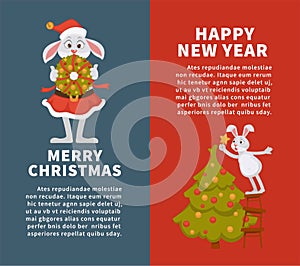 Merry Christmas and happy New Year posters with text