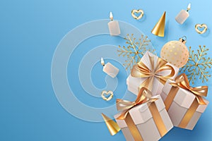 Merry Christmas and Happy New Year realistic banner