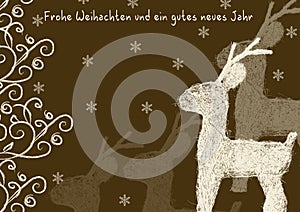 Merry Christmas and a happy new year with reindeers and ornaments