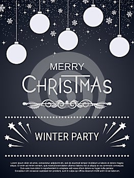 Merry Christmas and Happy New Year retro style flyer vector design template