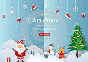 Merry Christmas and Happy new year sale background for discount promotion,flyers,banner,brochure,webside or card