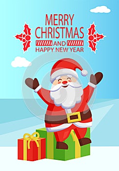 Merry Christmas and Happy New Year Santa Gift Box