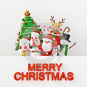 Merry Christmas and Happy New Year, Scene of Christmas celebration with Santa Claus and friends