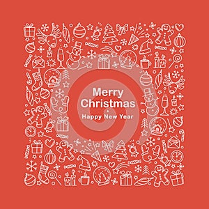 Merry Christmas Happy New Year seamless background pattern.