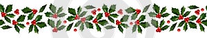 Holly Christmas decorative border