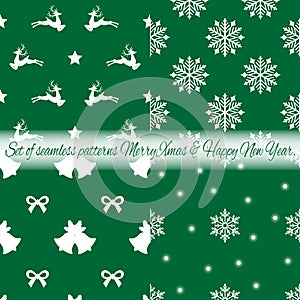 Merry Christmas and Happy New Year Seamless Pattern Vector Set