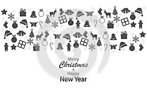 merry christmas and happy new year set decoration element icons banner backg photo