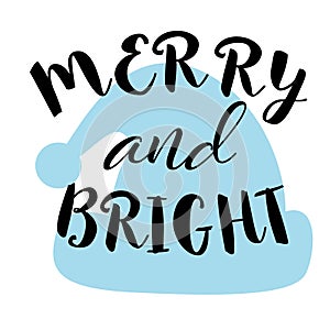 Merry Christmas and Happy New Year simple lettering. Calligraphy card sticker graphic design element.