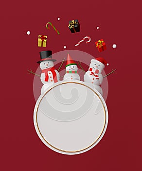 Merry Christmas and Happy New Year, Snowman and Christmas gifts with blank space