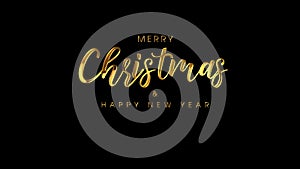 Merry Christmas & Happy New Year Text in Golden