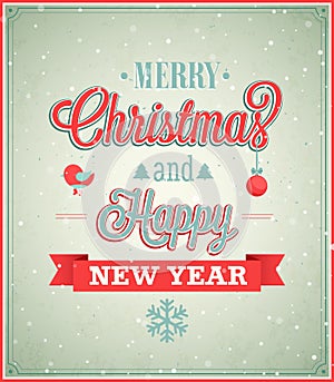 Merry Christmas and Happy New Year typographic des