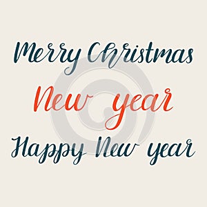 Merry Christmas and Happy New Year typography collection. Vector vintage illustration