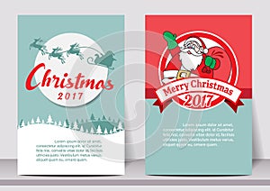 Merry Christmas Happy new year typography flyer template with lettering. greeting card, Poster, card, label, banner design set.