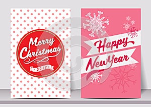 Merry Christmas Happy new year typography flyer template with lettering. greeting card, Poster, card, label, banner design set.