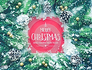 Merry christmas and happy new year ,typography,text with christmas ornament