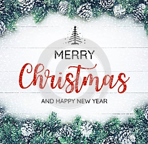 MERRY CHRISTMAS AND HAPPY NEW YEAR typography,text with christmas ornament