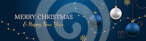 Merry Christmas and Happy New Year vector banner