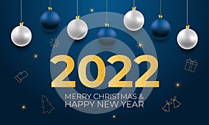 Merry Christmas and Happy New Year vector banner