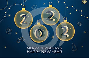 Merry Christmas and Happy New Year vector banner