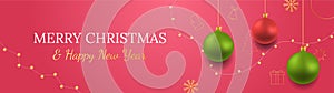 Merry Christmas and Happy New Year vector banner