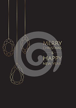 Merry Christmas and Happy New Year. Vector modern template card. Abstract christmas balls.