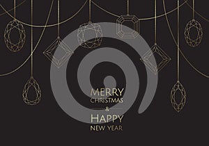 Merry Christmas and Happy New Year. Vector modern template card. Abstract christmas balls.