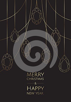 Merry Christmas and Happy New Year. Vector modern template card. Abstract christmas balls.