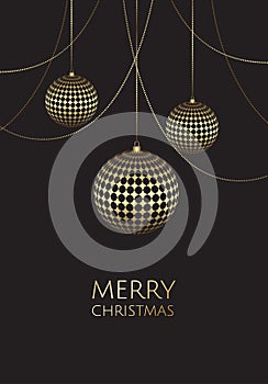 Merry Christmas and Happy New Year. Vector modern template card. Abstract christmas balls.