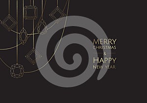 Merry Christmas and Happy New Year. Vector modern template card. Abstract christmas balls.