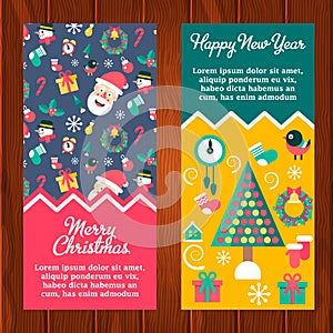 Merry christmas and happy new year winter banners