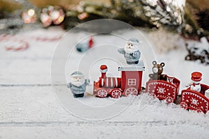 Merry Christmas and Happy New Year. Winter season holiday decoration with gift
