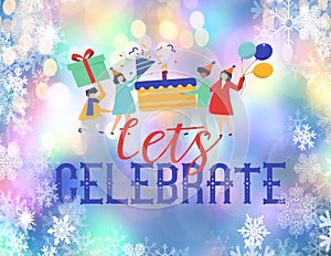 Merry Christmas and Happy New Year wishes quotes text with snowflakes  on colorful blurring   background banner greetings card