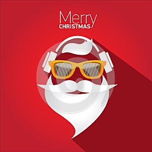 Merry Christmas hipster poster for greeting card.