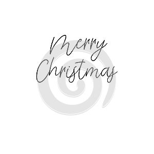 Merry Christmas. Holiday calligraphy. Handwritten brush lettering for greeting card, poster, invitation, banner.